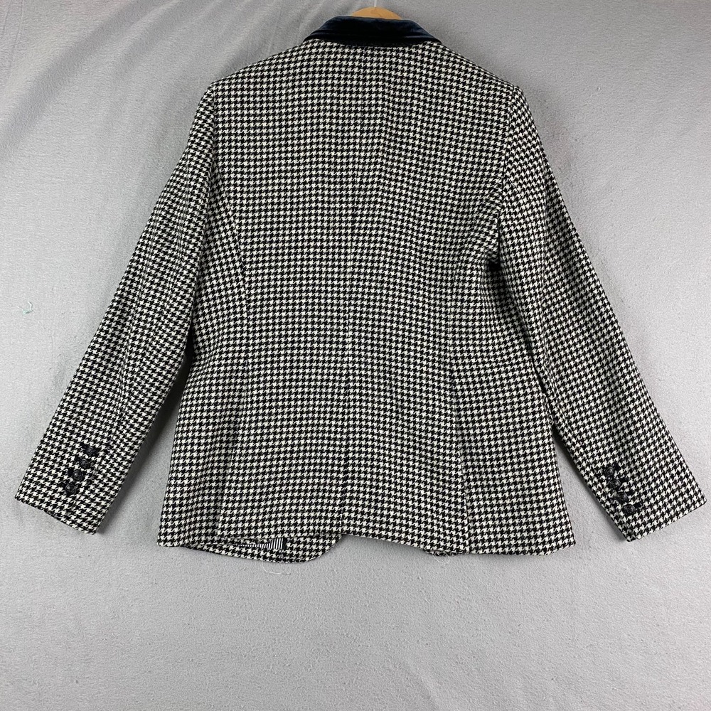 Brooks Brothers Womens blazer 10 houndstooth Wool Black White Moon England - Picture 10 of 16